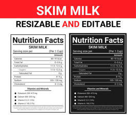 Skim Milk Nutrition Facts, Skim Milk Label, Nutrition Information, Food Label Template,Fat-free milk nutritional valuecoconut milk nutrition facts, milk nutrition facts, nutrition label