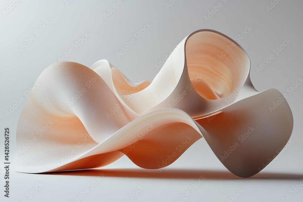 Poster Elegant abstract sculpture showcasing smooth curves and flowing lines in a minimalist style, highlighting creativity and design in a modern art setting