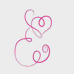 Abstract Pink Swirls Heart Design Element