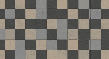 Checkerboard Tile Floor: A Seamless Pattern of Beige and Gray Squares