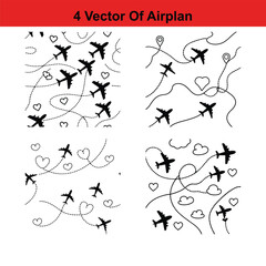 Flying Airplane Destinations Background,
Airplane Pattern - Seamless - Illustration,Air Travel,