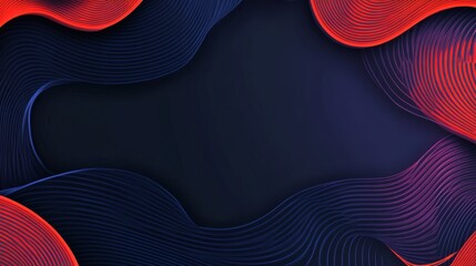 Dynamic abstract design with layered red and blue lines.
