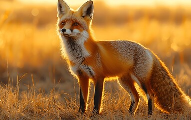 Obraz premium Red fox at golden hour