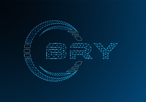 BRY low poly letter logo vector design. BRY lower poly logo design.