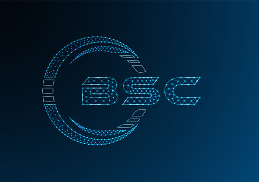BSC low poly letter logo vector design. BSC lower poly logo design.