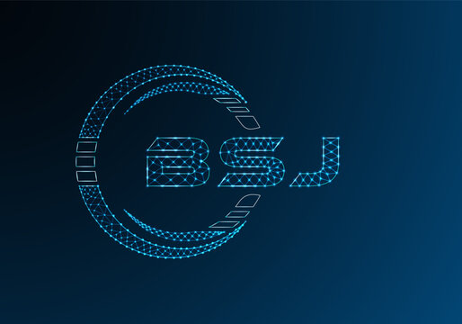 BSJ low poly letter logo vector design. BSJ lower poly logo design.