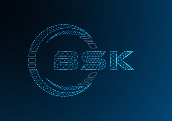 BSK low poly letter logo vector design. BSK lower poly logo design.