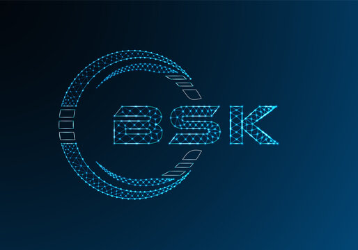 BSK low poly letter logo vector design. BSK lower poly logo design.