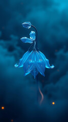 Obraz premium beautiful hyper realistic visual of a crystal bluebell flower, created by generative ai