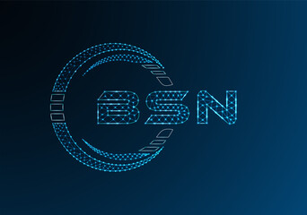 BSN low poly letter logo vector design. BSN lower poly logo design.