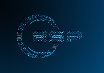 BSP low poly letter logo vector design. BSP lower poly logo design.