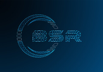 BSR low poly letter logo vector design. BSR lower poly logo design.