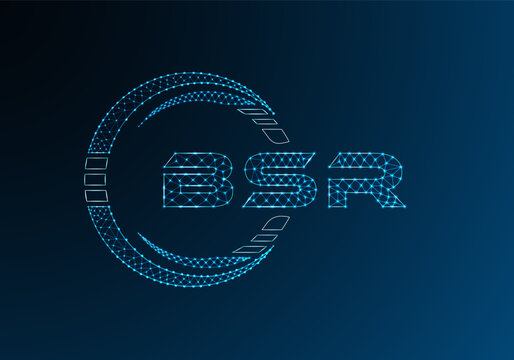 BSR low poly letter logo vector design. BSR lower poly logo design.