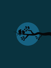 Abstraction of birds on branch