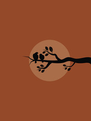 Abstraction of birds on branch