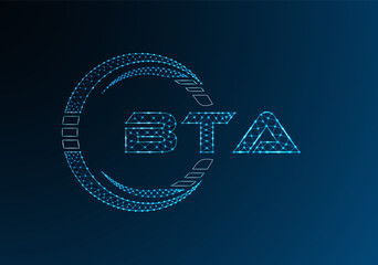 BTA low poly letter logo vector design. BTA lower poly logo design.