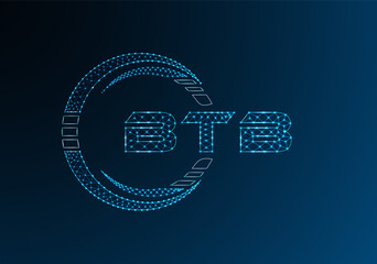 BTB low poly letter logo vector design. BTB lower poly logo design.