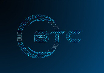 BTC low poly letter logo vector design. BTC lower poly logo design.