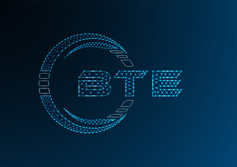 BTE low poly letter logo vector design. BTE lower poly logo design.
