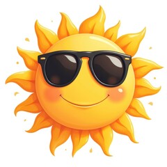 Cheerful sun wearing sunglasses radiates happiness in a bright blue sky during a sunny summer day Generative AI