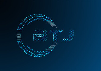 BTJ low poly letter logo vector design. BTJ lower poly logo design.