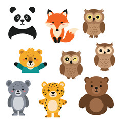 Cute Cartoon Animal Friends Character Set