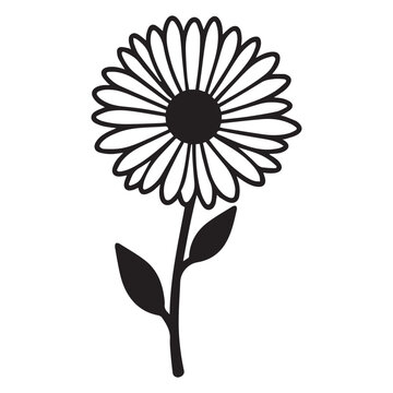black and white daisy flower drawing clip art preview