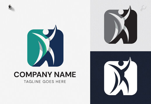 Abstract Human Figure Logo Design Modern Health, Wellness and Fitness Symbol, Health care Branding