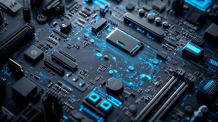 Fototapeta premium Detailed Close-Up of a High-Quality Circuit Board Technology