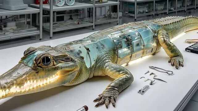 Anatomical Model of Crocodile with Dissection Tools