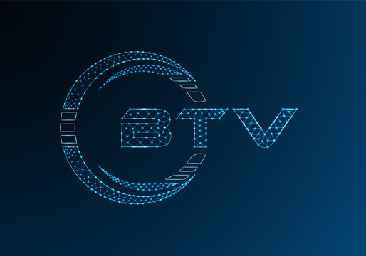 BTV low poly letter logo vector design. BTV lower poly logo design.