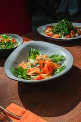 Fresh and delicious salad with dressing
