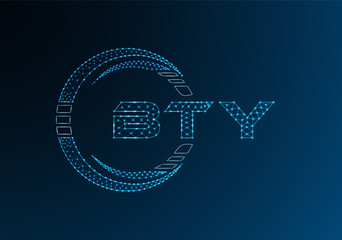 BTY low poly letter logo vector design. BTY lower poly logo design.