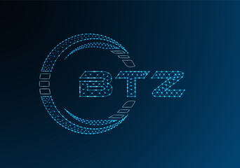 BTZ low poly letter logo vector design. BTZ lower poly logo design.