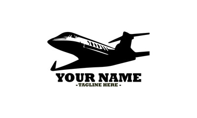 illustration of a modern private jet ascending with stylized motion lines indicating speed and power. Transportation concept private jet, private jet vector and private jet logo design