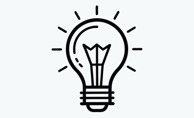 Light bulb silhouette, Line art illustration of a hanging light bulb with a visible filament