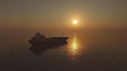 Obraz premium Aerial View of Large Container Ship on Calm Water During Sunset