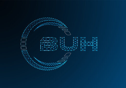 BUH low poly letter logo vector design. BUH lower poly logo design.