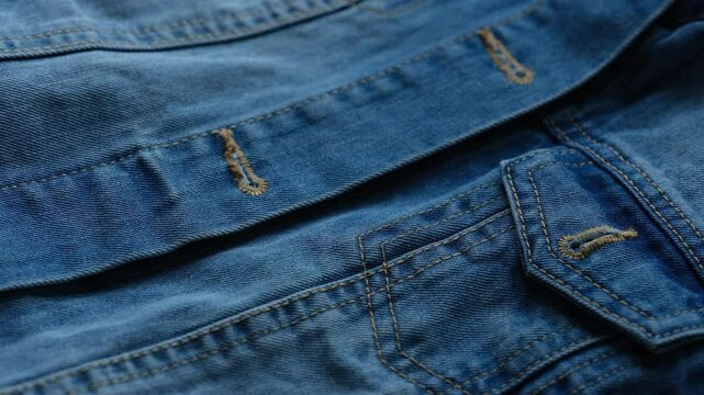 Close-up of a blue denim jacket.