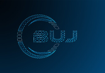 BUJ low poly letter logo vector design. BUJ lower poly logo design.