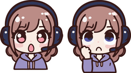 Girl wearing headphone for communicating online