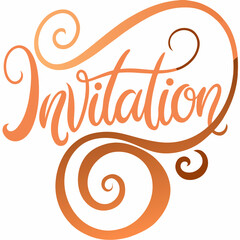 Elegant Orange Invitation Calligraphy Design - Wedding, Party.
