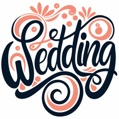 Wedding Calligraphy: Elegant Coral & Black Script Design - High-Resolution.