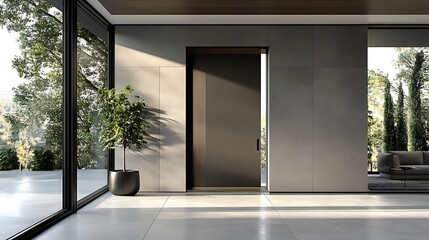 Obraz premium Modern minimalist entryway showcasing a contemporary design.