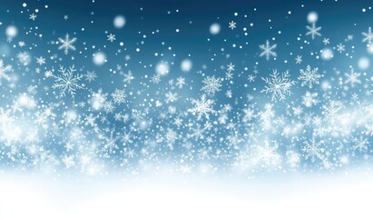 Winter Snowfall Pattern with White Snowflakes on a Light Blue Gradient Backdrop