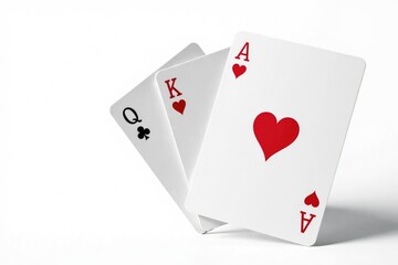 Obraz premium Close-up of a single playing card flipping, isolated on white background , queen, playing