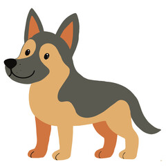 Adorable cartoon German Shepherd dog illustration without accessories, showcasing a friendly and loyal expression. Perfect for pet-themed designs, kids' products, or educational materials.

