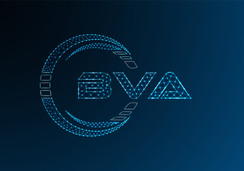 BVA low poly letter logo vector design. BVA lower poly logo design.