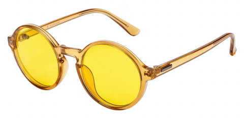 Round Yellow Lens Sunglasses with Amber Frame Trendy & Stylish Retro Eyewear
