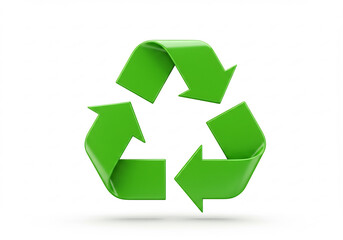 Obraz premium Green Recycling Symbol 3D Render on White Background